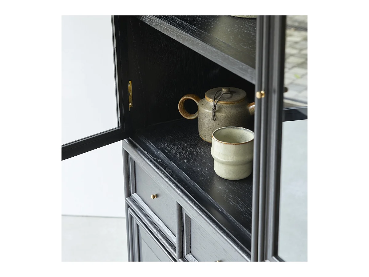 Geschirrschrank aus Mindi schwarz 120 cm hoch Buffet Geschirr Esszimmer