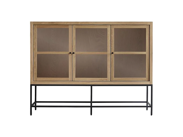 Niedriger Vitrinenschrank Babeth aus massivem Eichenholz 160