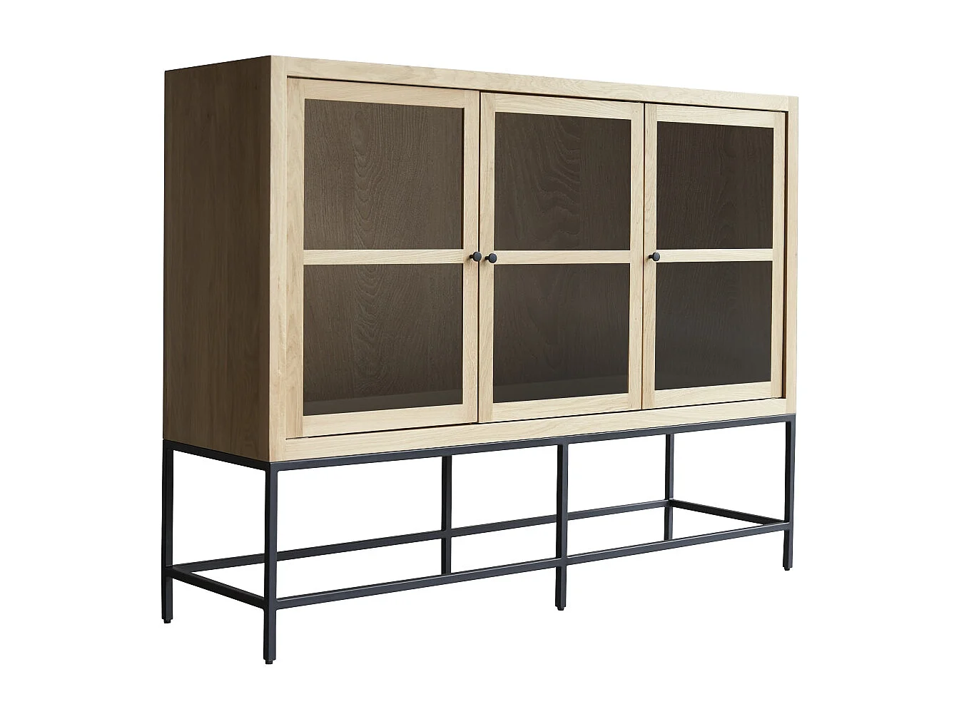 Niedriger Vitrinenschrank Babeth aus massivem Eichenholz 160