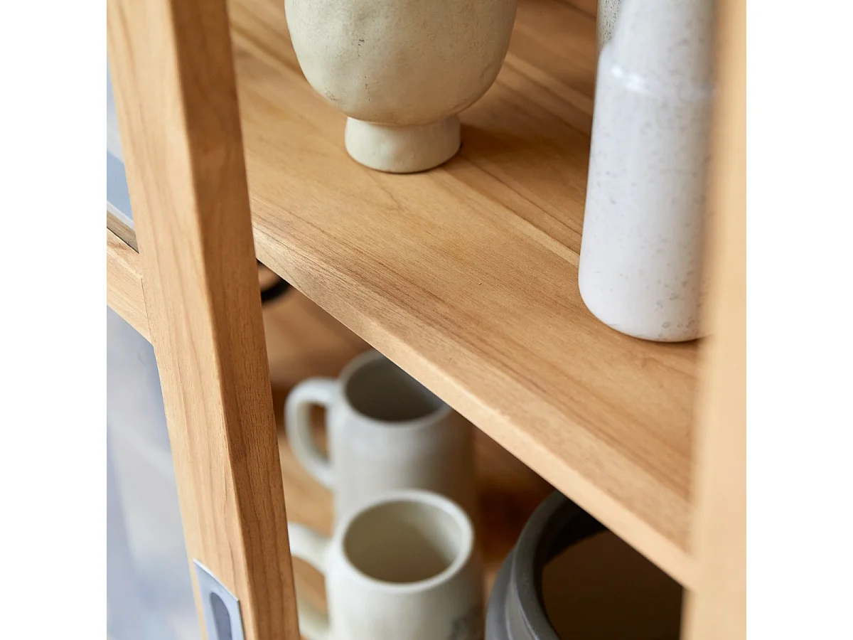 Vitrine aus massivem Teakholz 120 Coffee Tek