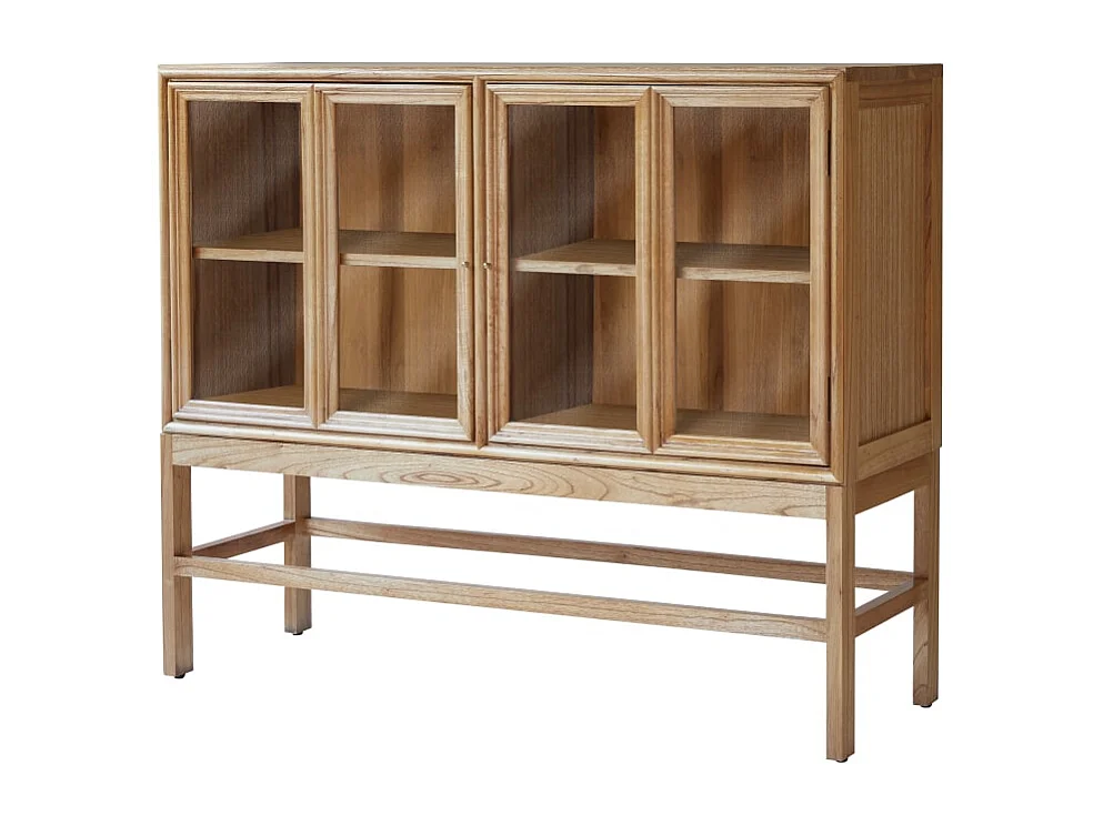 Vitrine aus Mindiholz mit Glasfront 120 cm Massivholz Tikamoon