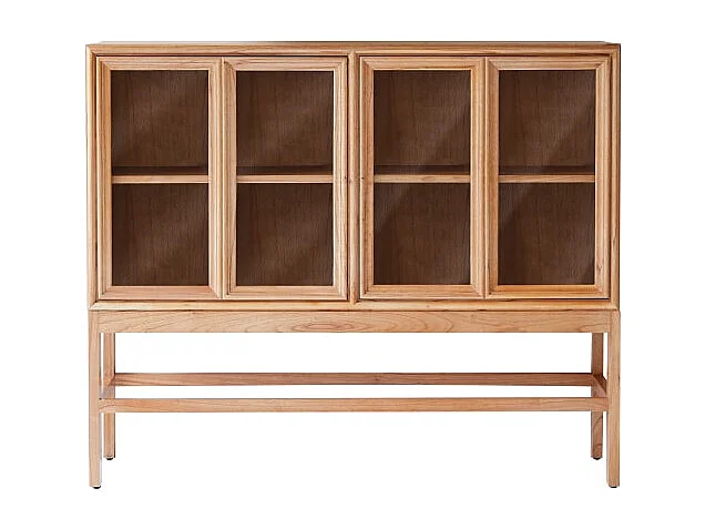 Vitrine aus Mindiholz mit Glasfront 120 cm Massivholz Tikamoon