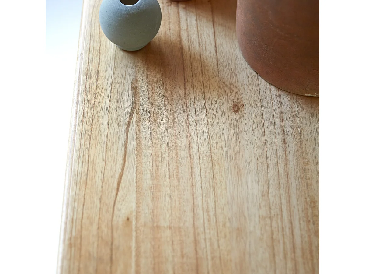 Vitrine aus Mindiholz mit Glasfront 120 cm Massivholz Tikamoon