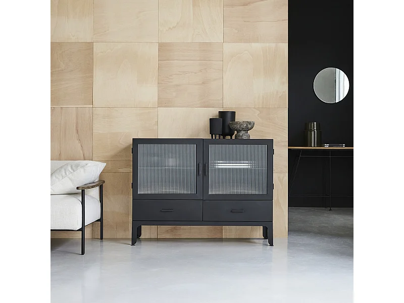 Vetrina bassa in metallo verniciato Emil