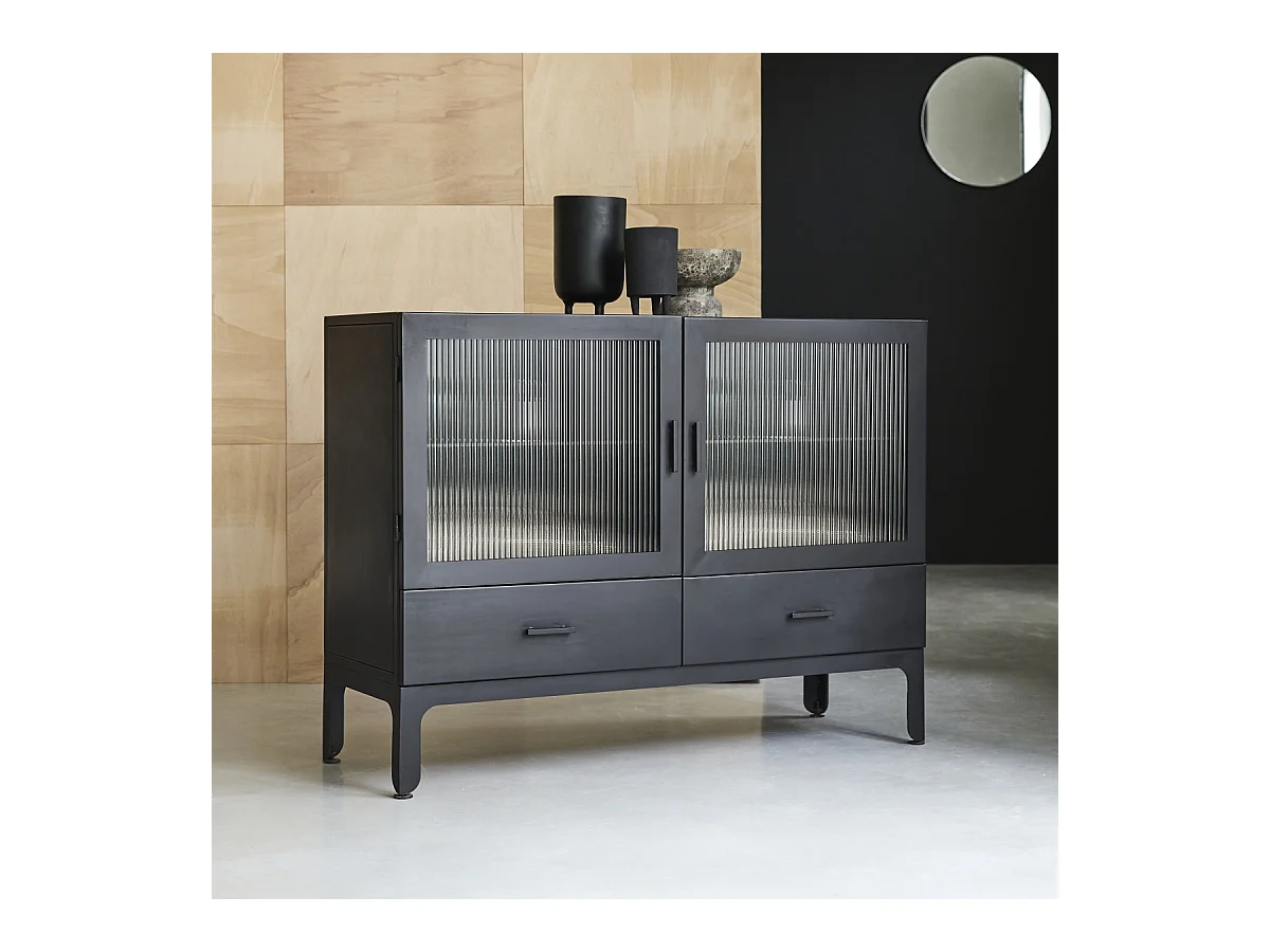 Vetrina bassa in metallo verniciato Emil