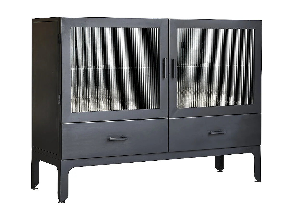 Vitrine basse en métal peint Emil