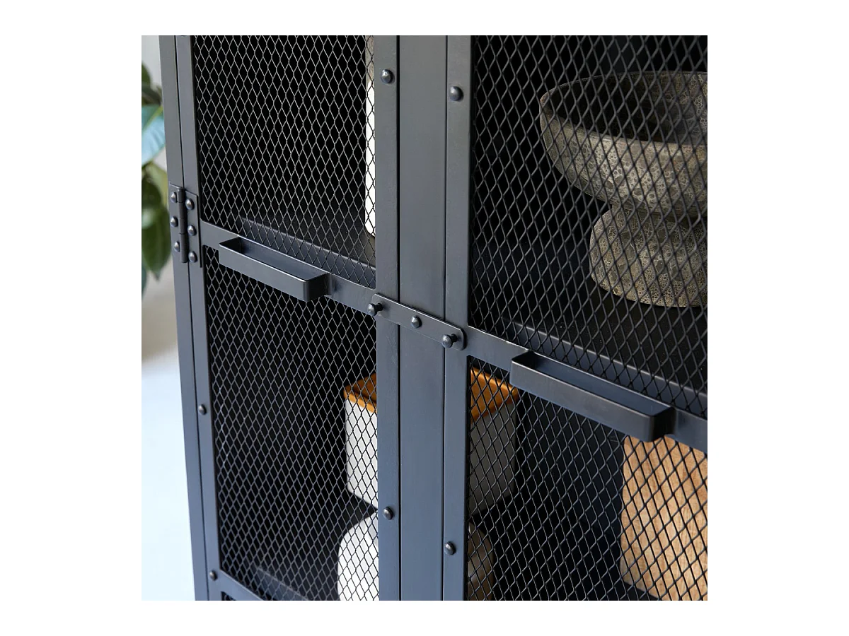 Geschirrschrank Vitrine industrieller Stil 70 cm breit Metall Loftstil