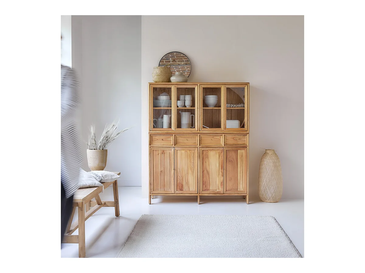 Geschirrschrank aus Mindiholz Buffet und Vitrine 120 cm Massivholz Tikamoon