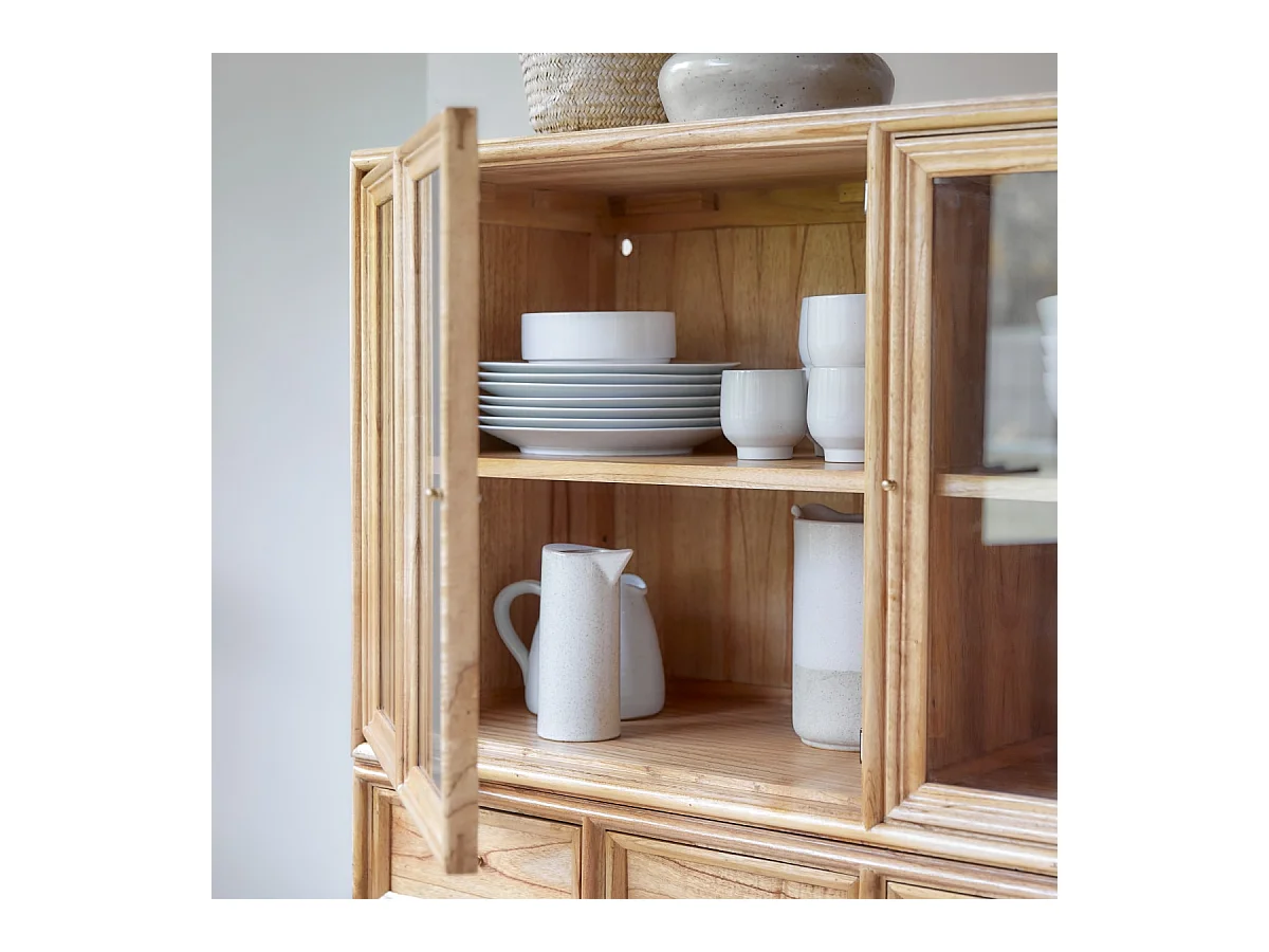 Geschirrschrank aus Mindiholz Buffet und Vitrine 120 cm Massivholz Tikamoon