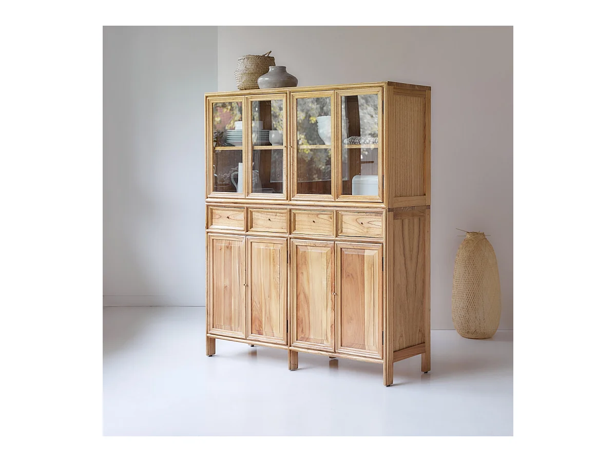 Geschirrschrank aus Mindiholz Buffet und Vitrine 120 cm Massivholz Tikamoon