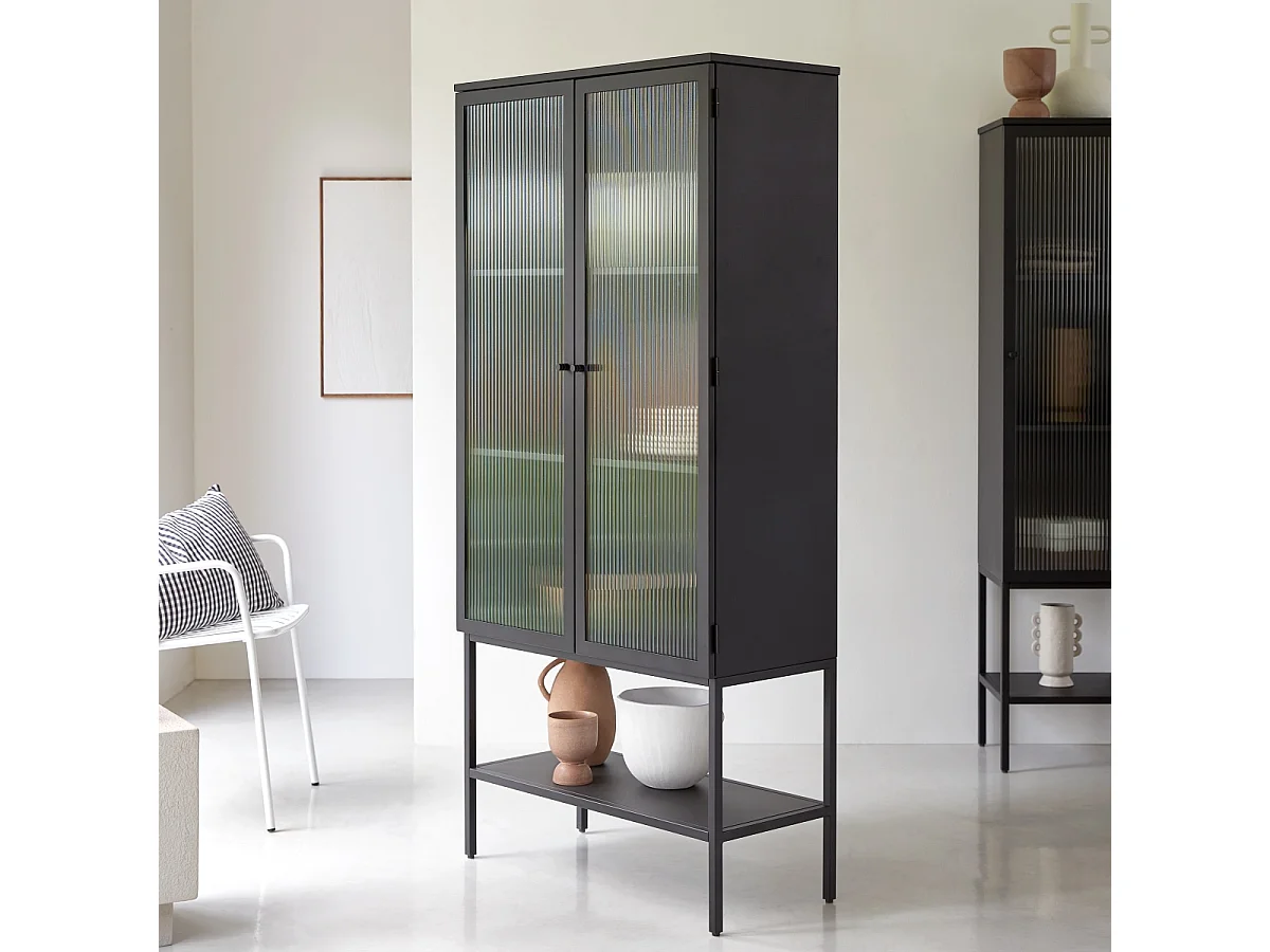 Vitrine haute en métal peint Antonin