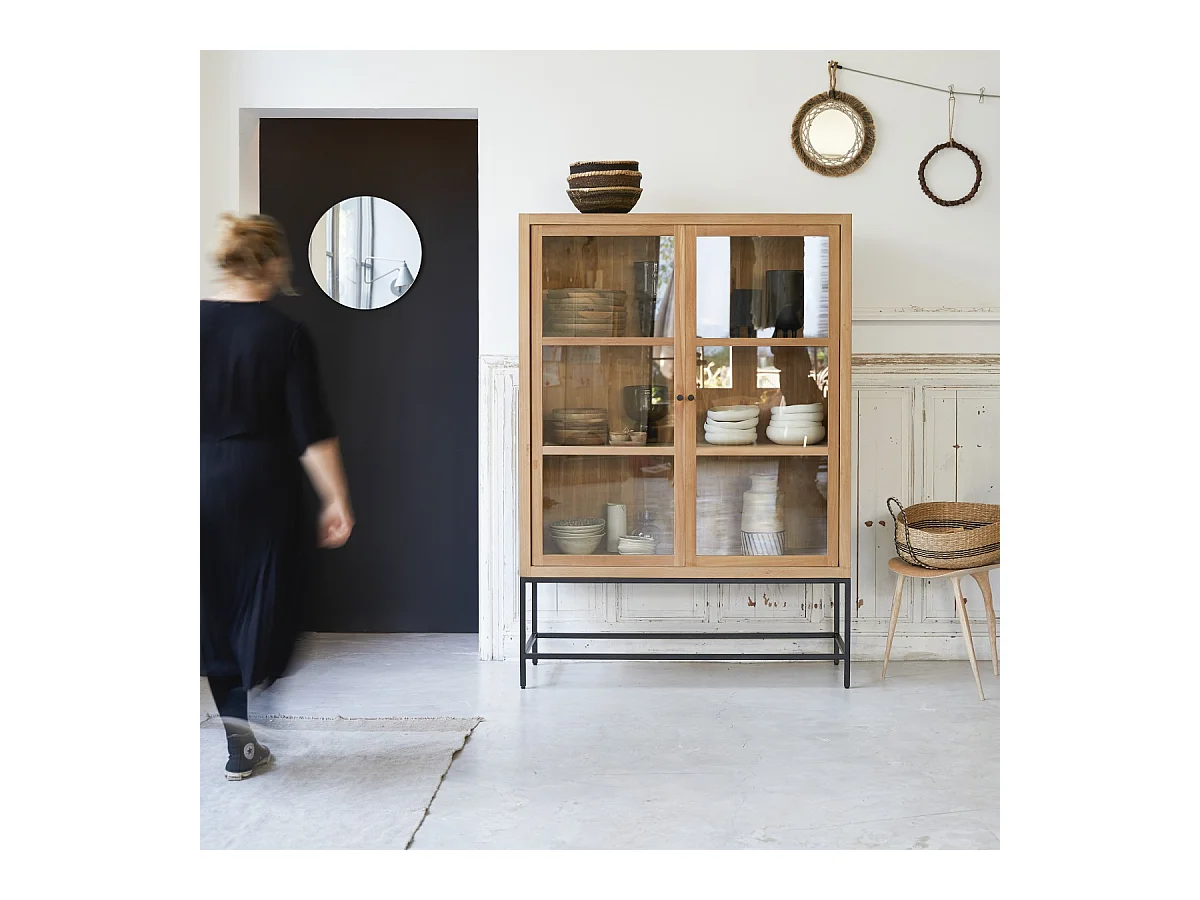 Vitrine haute en bois de teck 120 Babeth