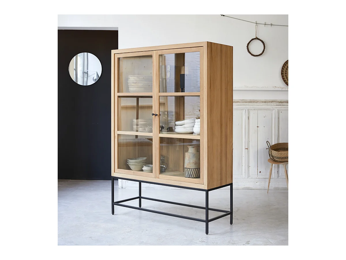 Vitrine haute en bois de teck 120 Babeth