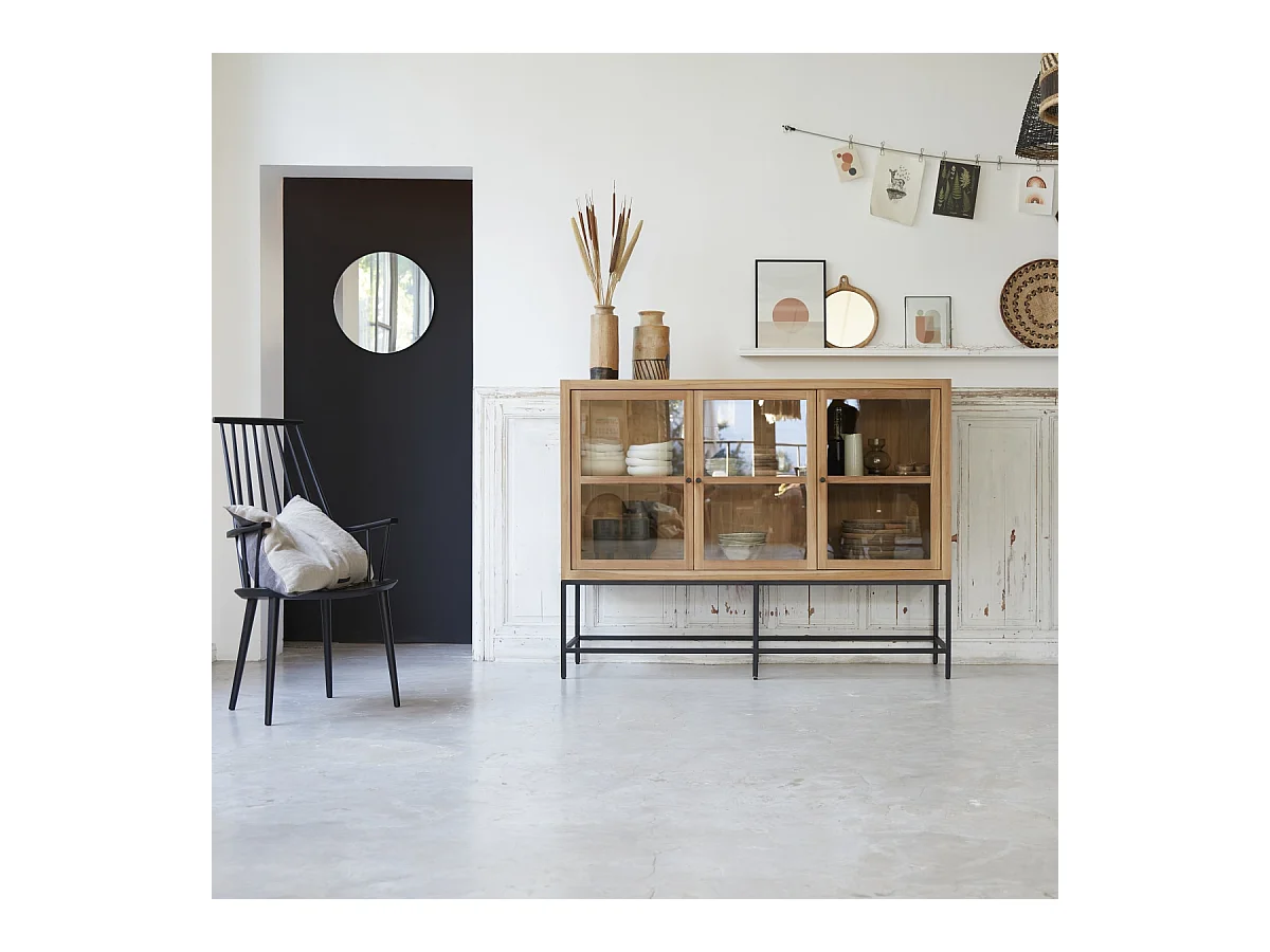 Vitrine basse en bois de teck 160 Babeth