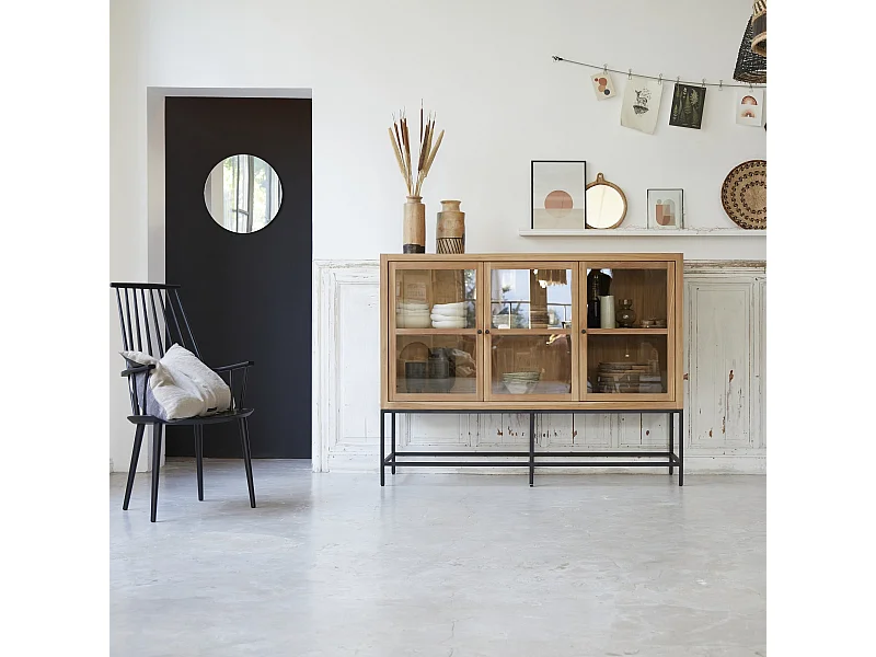 Niedriger Vitrinenschrank aus Teakholz 160 Babeth