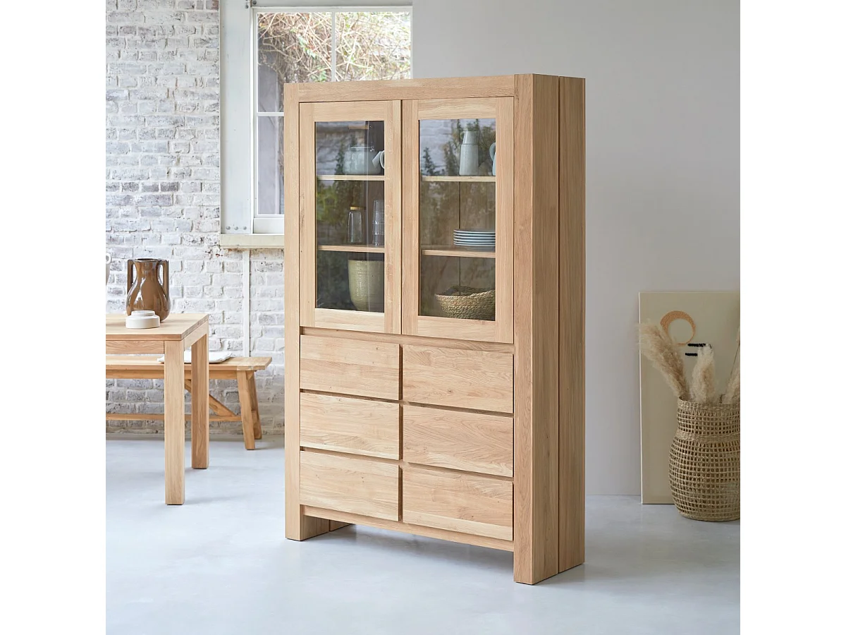 Geschirrschrank Eden aus massivem Eichenholz 120