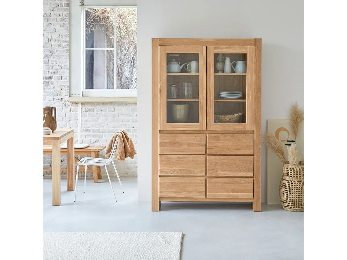 Geschirrschrank Eden aus massivem Eichenholz 120