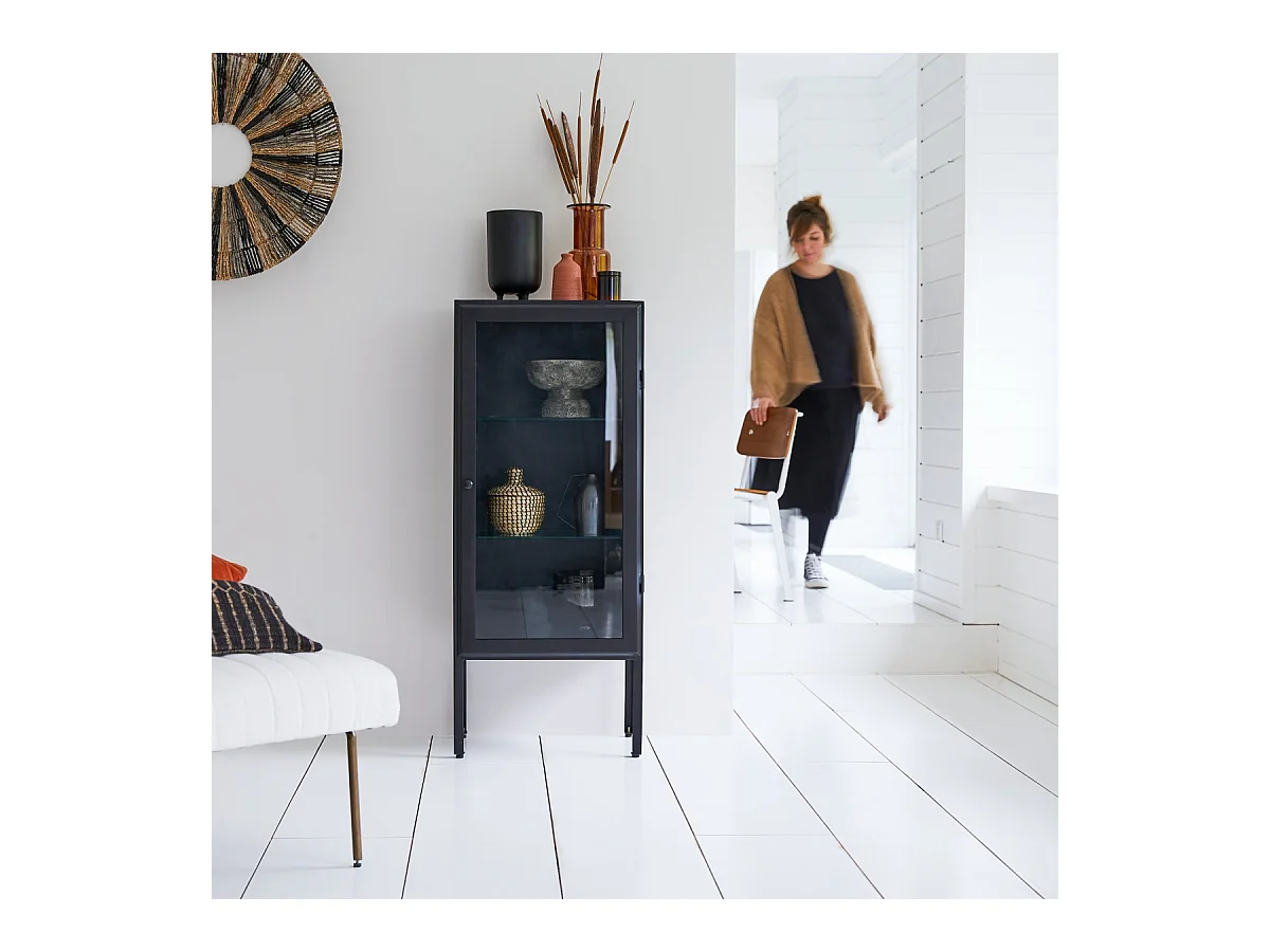 Vitrinenschrank Wandschranlk Glasfront 120 cm industrieller Stil