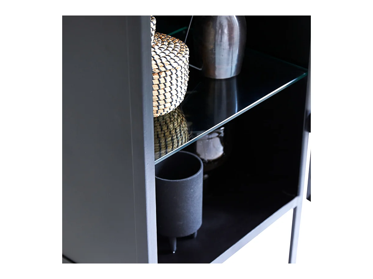 Vitrinenschrank Wandschranlk Glasfront 120 cm industrieller Stil