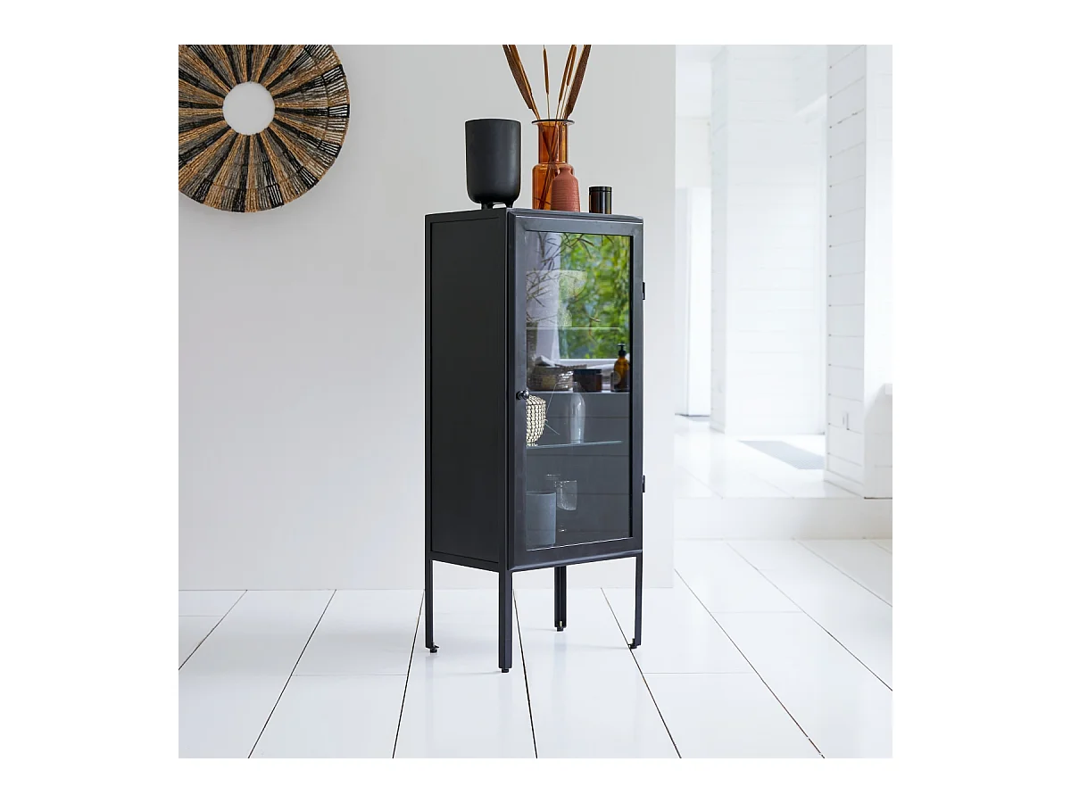 Vitrinenschrank Wandschranlk Glasfront 120 cm industrieller Stil