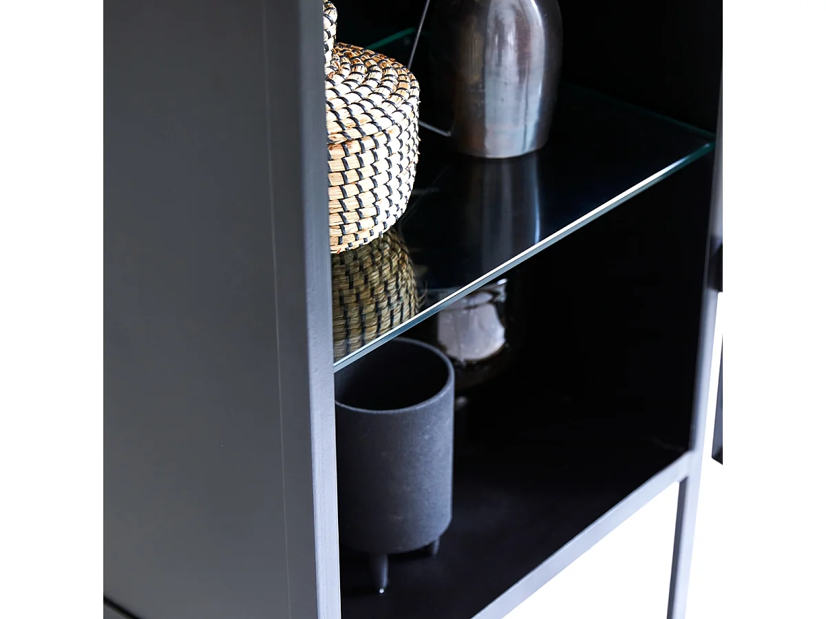 Armadio in metallo e vetro 120 Lison in stile industriale