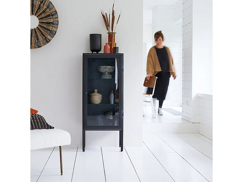 Vitrinenschrank Wandschranlk Glasfront 120 cm industrieller Stil