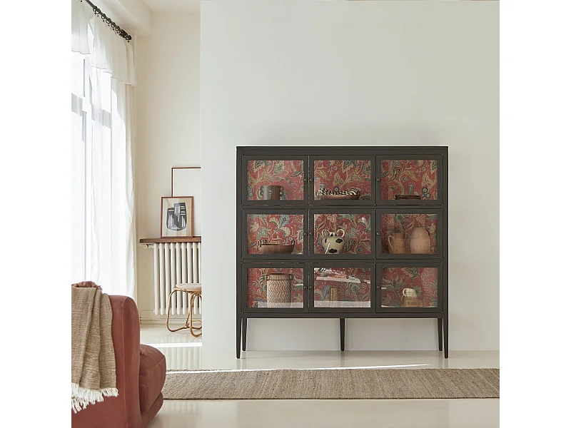 ﻿Wide elm display cabinet