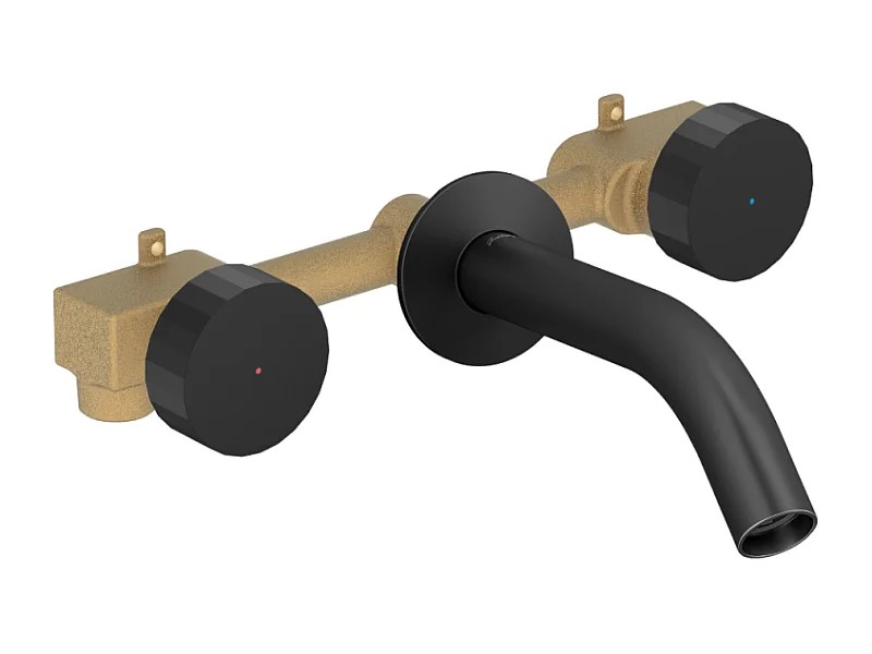 Pack mitigeur lavabo encastré 3 trous JACOB DELAFON Grands Boulevards noir mat avec mécanisme complet