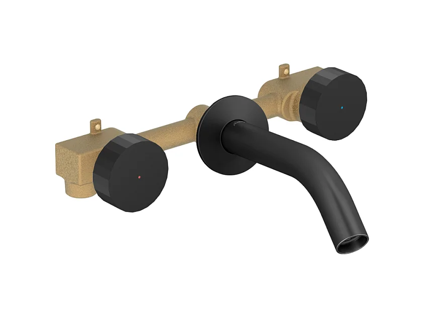 Pack mitigeur lavabo encastré 3 trous JACOB DELAFON Grands Boulevards noir mat avec mécanisme complet