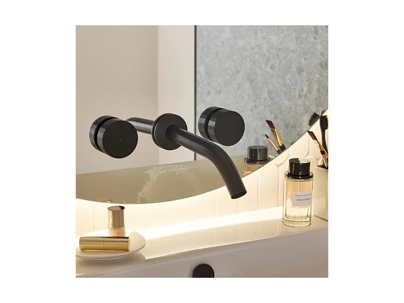 Pack mitigeur lavabo encastré 3 trous JACOB DELAFON Grands Boulevards noir mat avec mécanisme complet