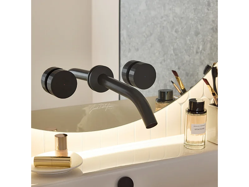 Pack mitigeur lavabo encastré 3 trous JACOB DELAFON Grands Boulevards noir mat avec mécanisme complet