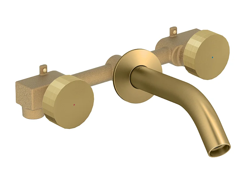 Pack mitigeur lavabo encastré 3 trous JACOB DELAFON Grands Boulevards laiton brossé avec mécanisme complet