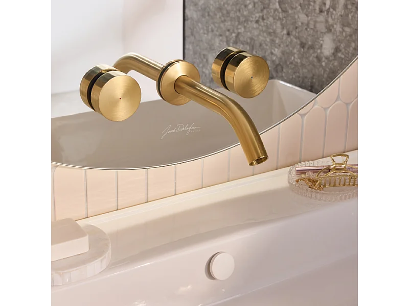 Pack mitigeur lavabo encastré 3 trous JACOB DELAFON Grands Boulevards laiton brossé avec mécanisme complet