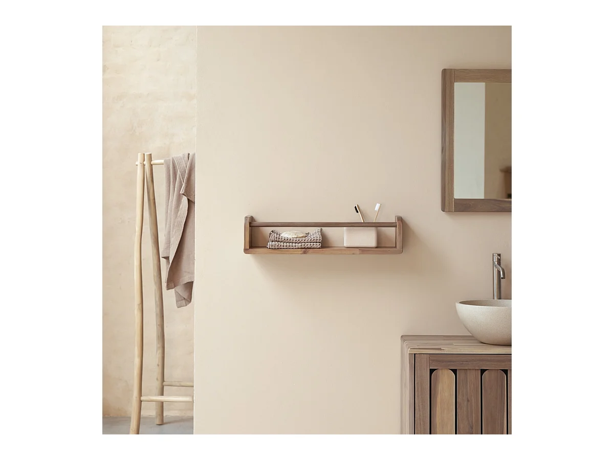 Etagère murale de Salle de Bain en bois d'acacia massif Lila 60
