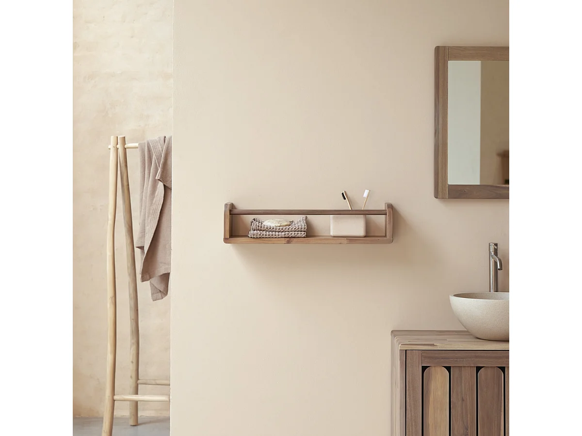 Mensola da parete per il bagno in legno massello di acacia Lila 60