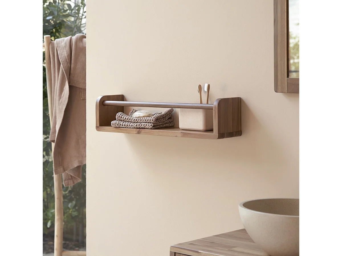 Mensola da parete per il bagno in legno massello di acacia Lila 60