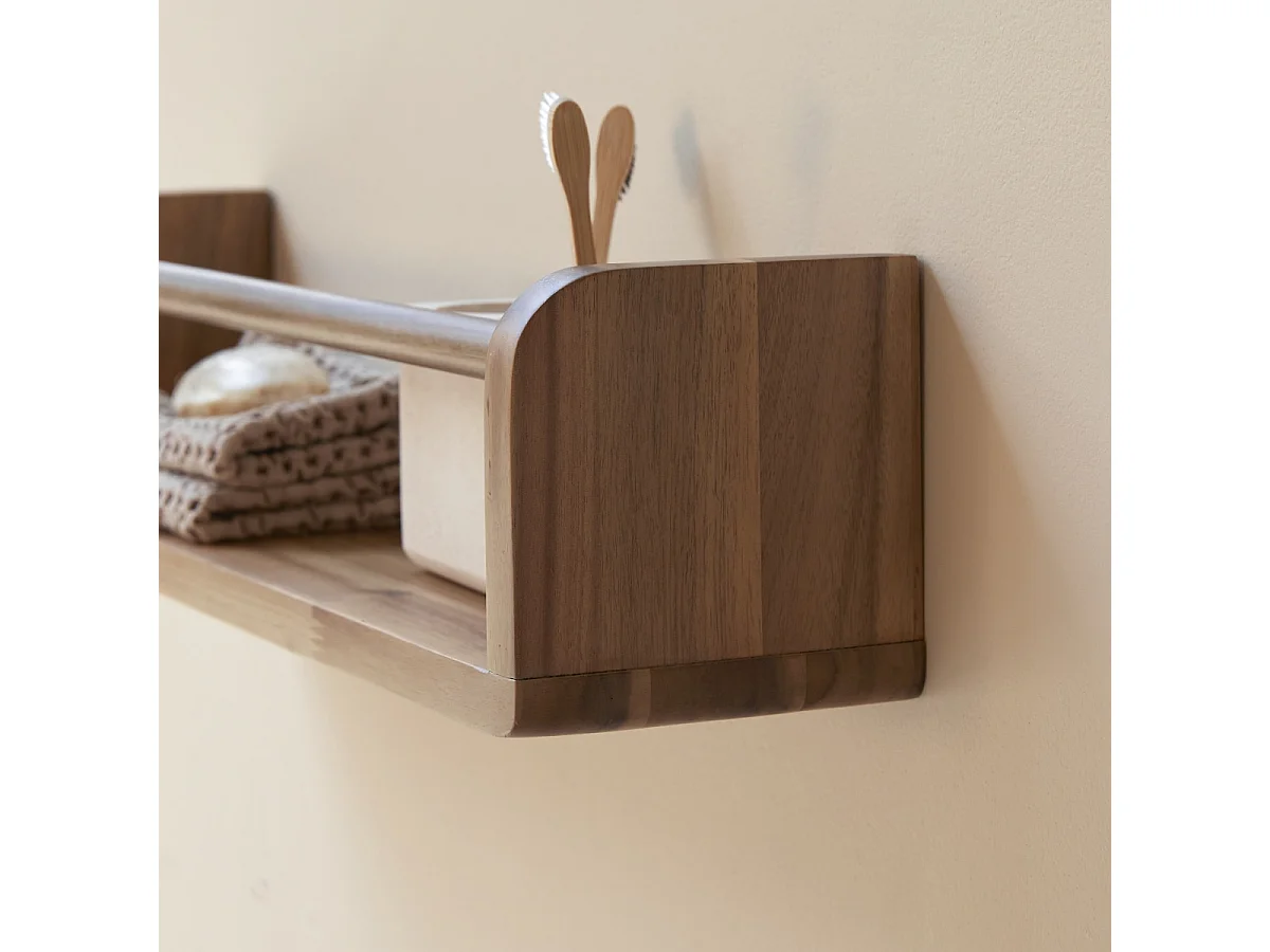 Mensola da parete per il bagno in legno massello di acacia Lila 60