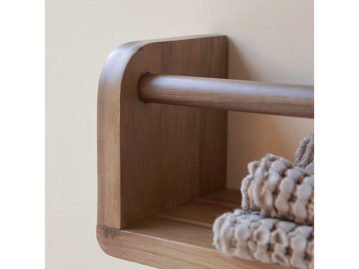Mensola da parete per il bagno in legno massello di acacia Lila 60