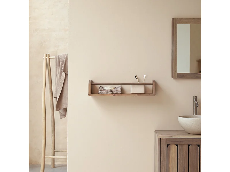 Mensola da parete per il bagno in legno massello di acacia Lila 60