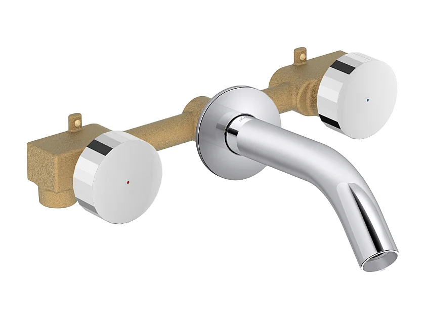 Pack mitigeur lavabo encastré 3 trous JACOB DELAFON Grands Boulevards chrome avec mécanisme complet