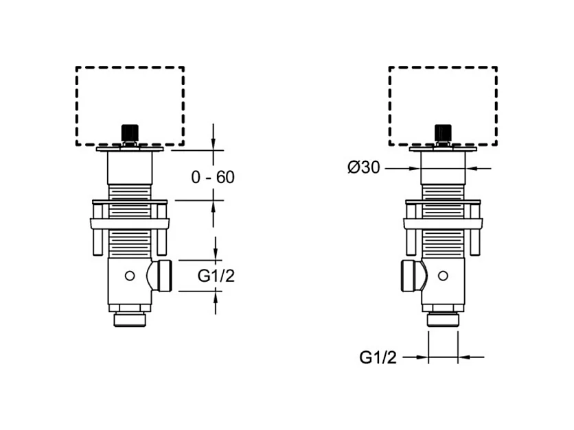 Corps encastré pour mélangeur lavabo sur plan JACOB DELAFON Grands Boulevards 3 trous