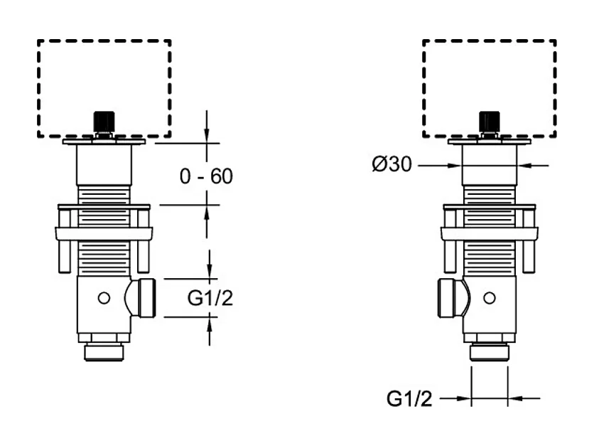 Corps encastré pour mélangeur lavabo sur plan JACOB DELAFON Grands Boulevards 3 trous