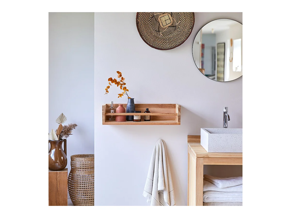 Etagère murale de Salle de Bain en bois de teck Ugo 60