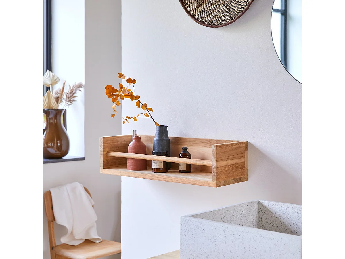 Wandregal fürs Badezimmer aus Teakholz Ugo 60 Badezimmerdesign