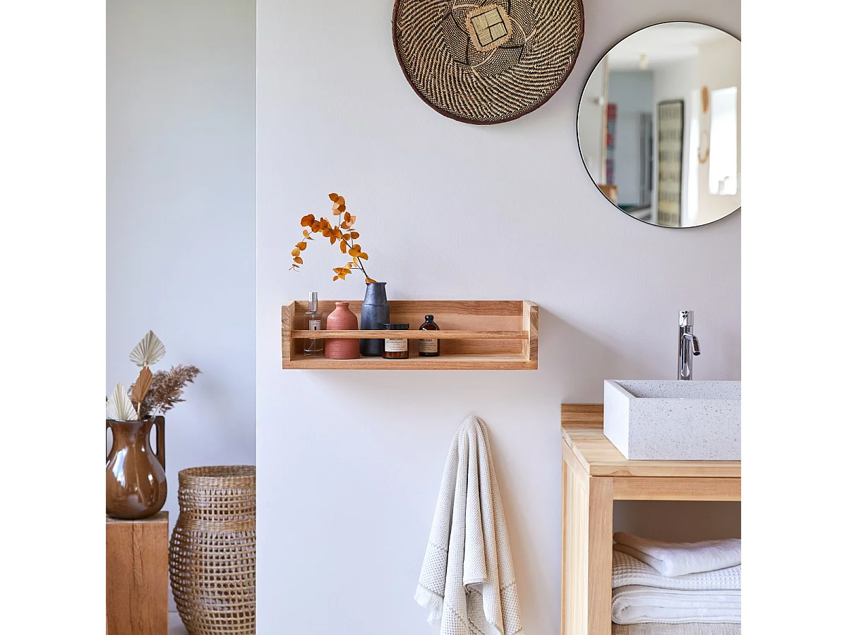 Wandregal fürs Badezimmer aus Teakholz Ugo 60 Badezimmerdesign