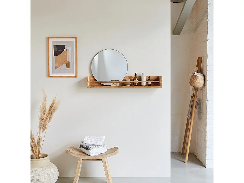 Mensola a parete per bagno in legno di teak Ugo 100