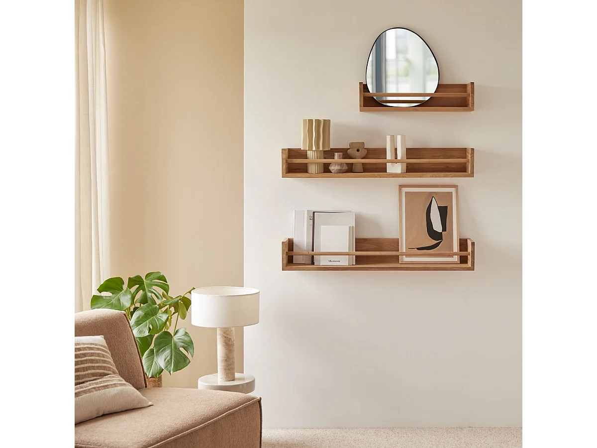 Etagère murale de Salle de Bain en bois de teck Ugo 100