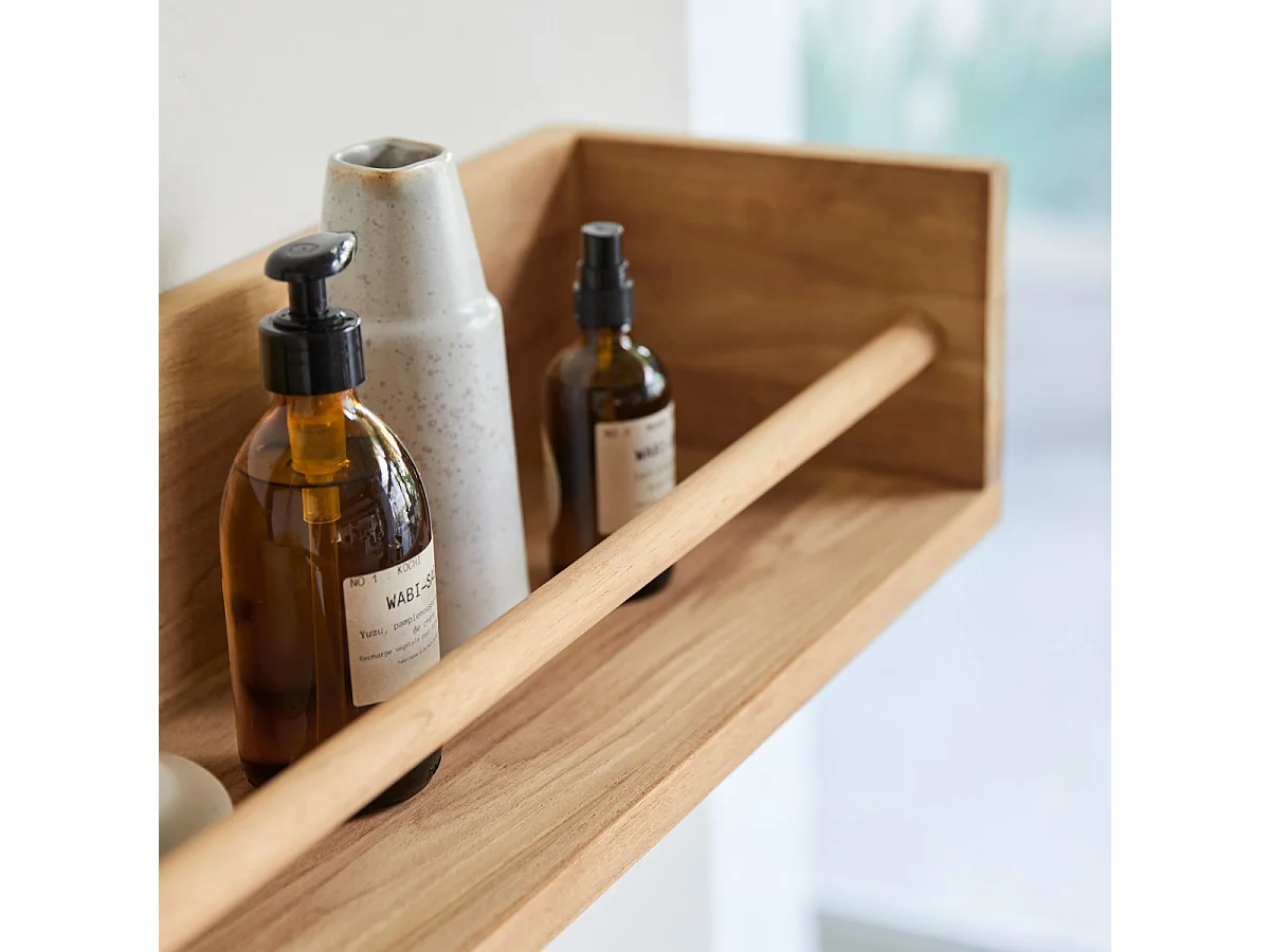 Mensola a parete per bagno in legno di teak Ugo 100