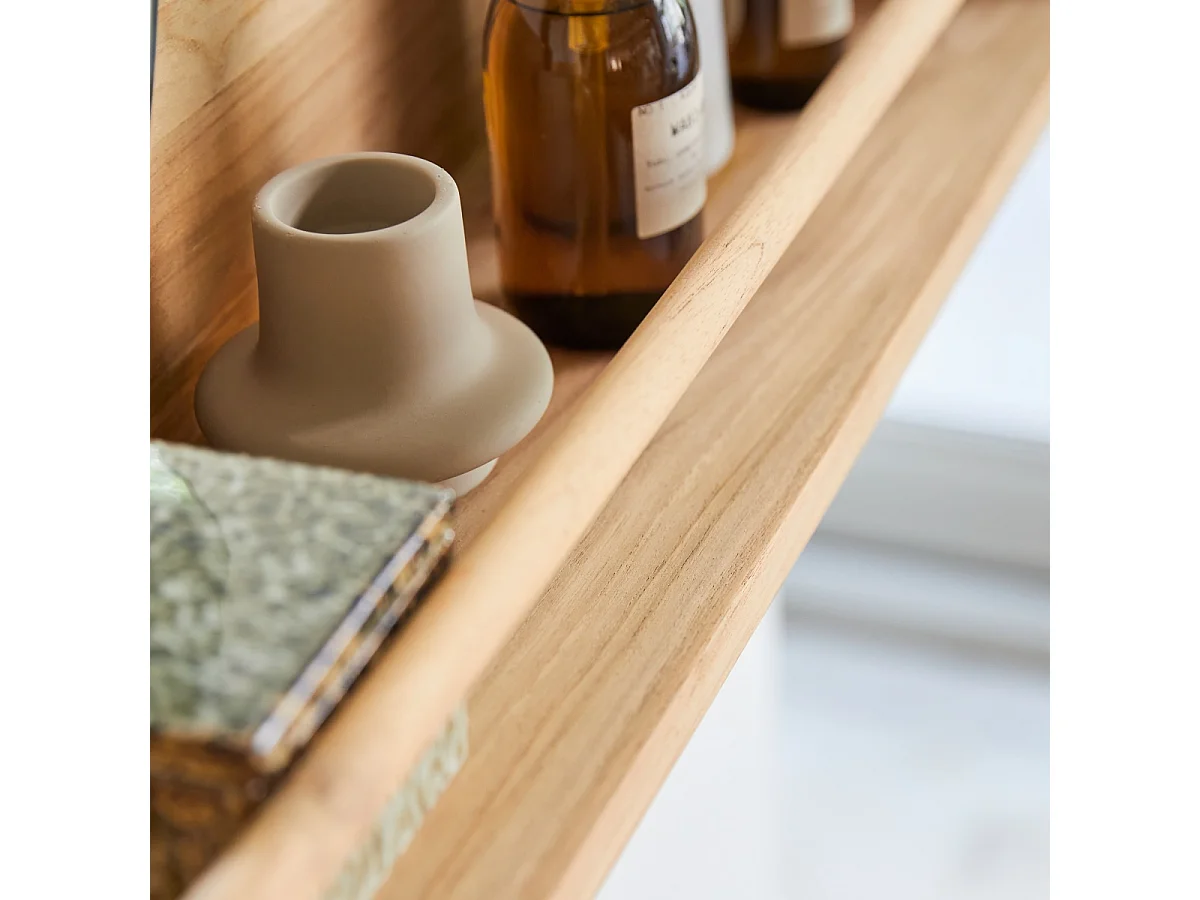 Mensola a parete per bagno in legno di teak Ugo 100