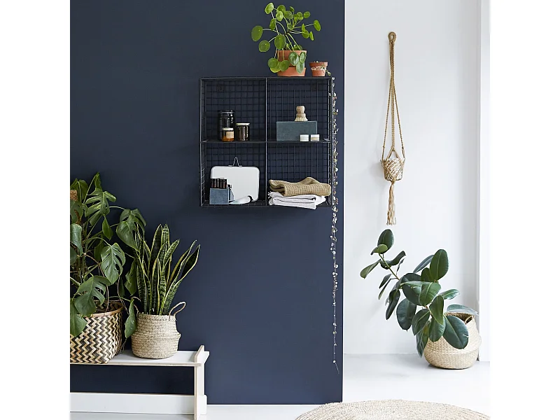 Scaffale da parete in metallo con 4 nicchie per bagno stile industriale